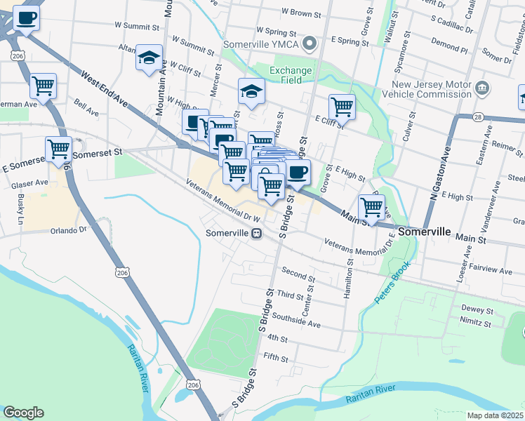 map of restaurants, bars, coffee shops, grocery stores, and more near 29 Division Street in Somerville
