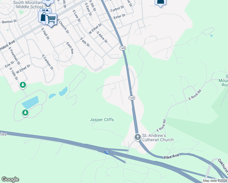 map of restaurants, bars, coffee shops, grocery stores, and more near 2818 Tupelo Street in Allentown
