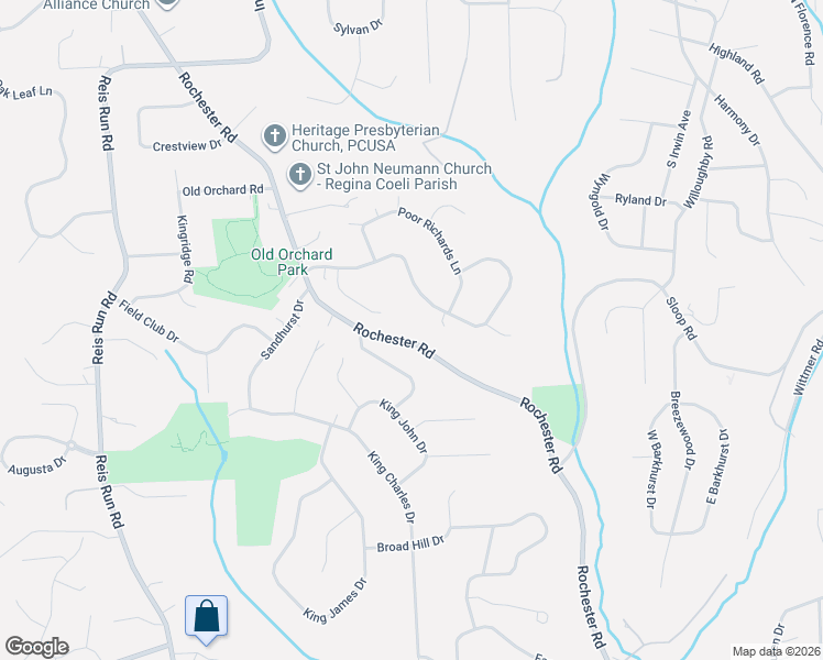 map of restaurants, bars, coffee shops, grocery stores, and more near 2190 Ben Franklin Drive in Pittsburgh
