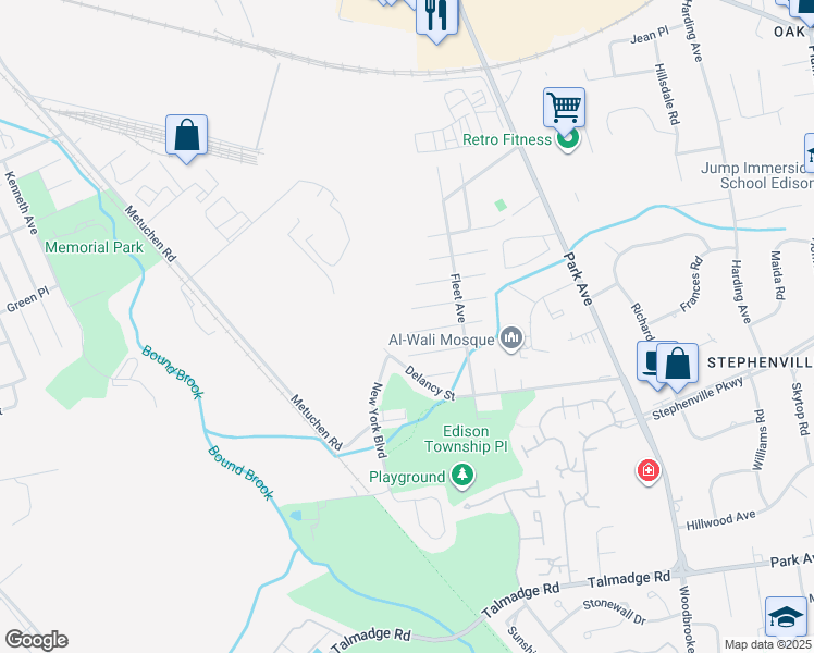 map of restaurants, bars, coffee shops, grocery stores, and more near 49 Alexander Street in Edison