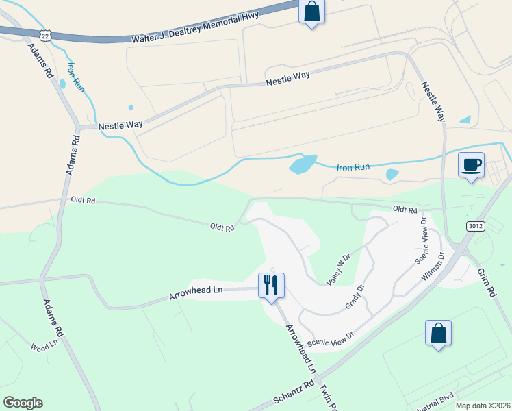 map of restaurants, bars, coffee shops, grocery stores, and more near 440 Oldt Road in Breinigsville