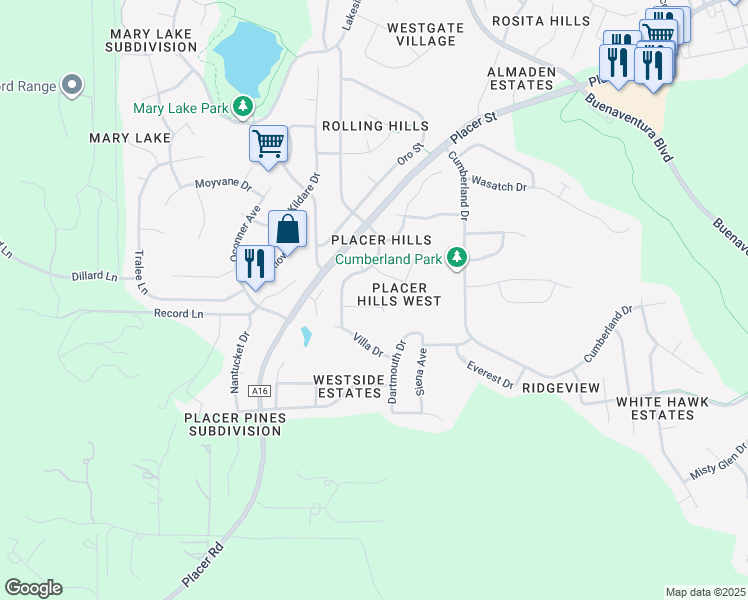 map of restaurants, bars, coffee shops, grocery stores, and more near 4125 Remington Drive in Redding