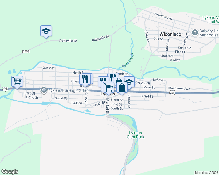 map of restaurants, bars, coffee shops, grocery stores, and more near in Lykens