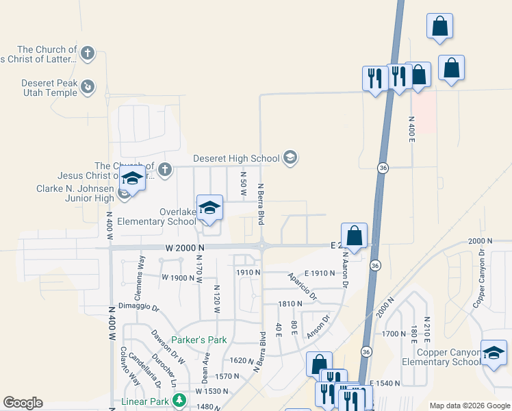 map of restaurants, bars, coffee shops, grocery stores, and more near 11 West 2100 North in Tooele