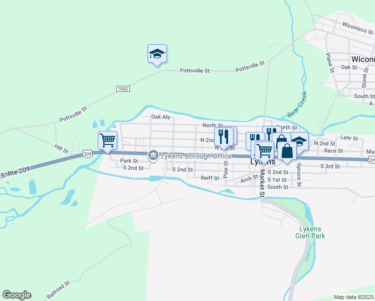 map of restaurants, bars, coffee shops, grocery stores, and more near 327 Main St in Lykens