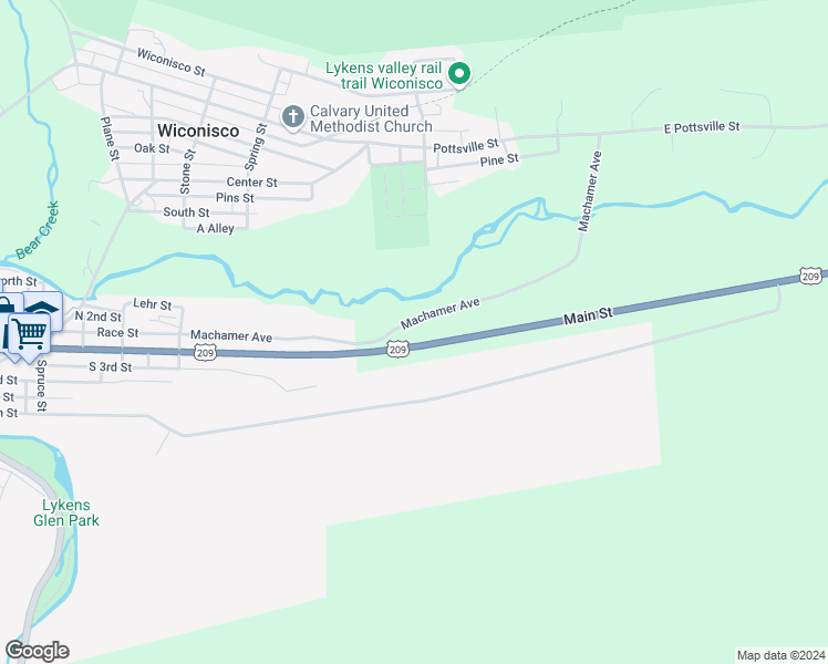 map of restaurants, bars, coffee shops, grocery stores, and more near 204 Machamer Avenue in Lykens