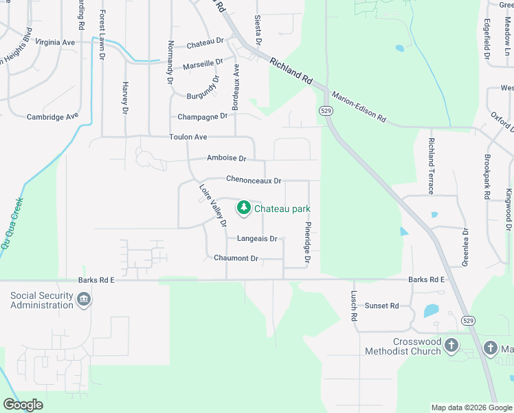 map of restaurants, bars, coffee shops, grocery stores, and more near 1105 Blois Drive in Marion