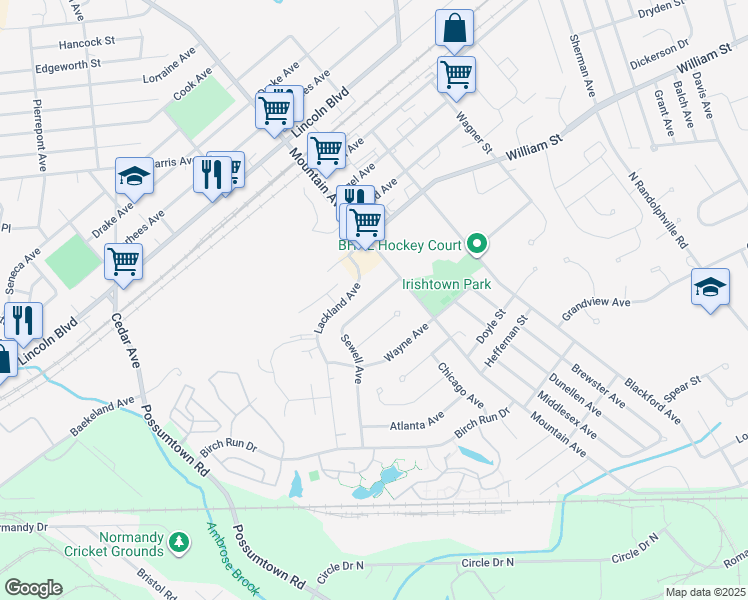 map of restaurants, bars, coffee shops, grocery stores, and more near 58 Sewell Avenue in Piscataway Township