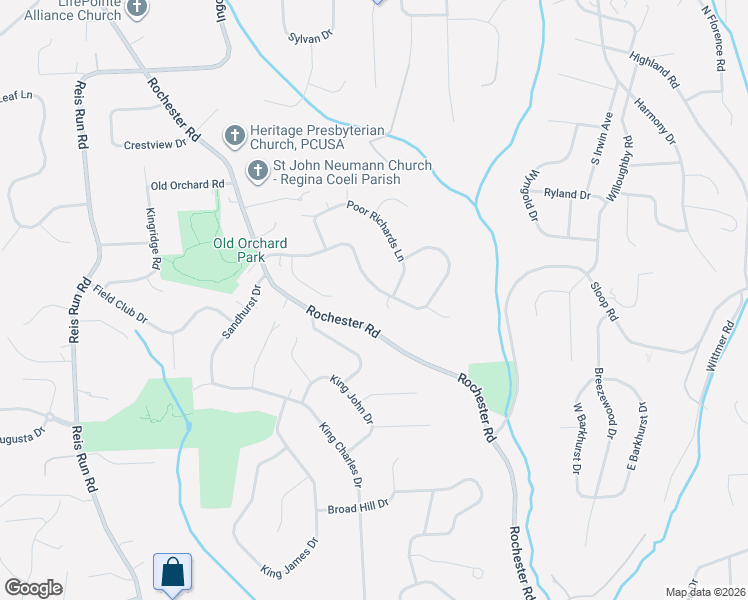 map of restaurants, bars, coffee shops, grocery stores, and more near 2190 Ben Franklin Dr in Pittsburgh