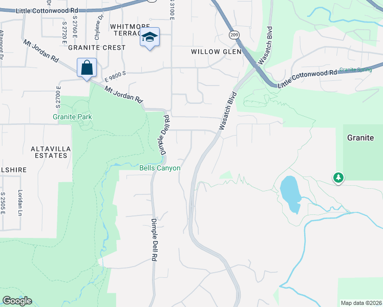 map of restaurants, bars, coffee shops, grocery stores, and more near 10077 Majestic Canyon Road in Sandy