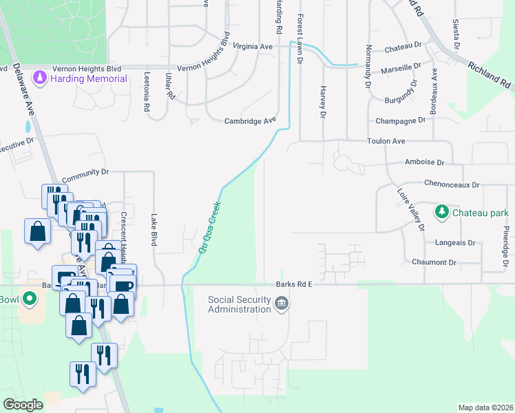 map of restaurants, bars, coffee shops, grocery stores, and more near 1071 Forest Hill Drive in Marion