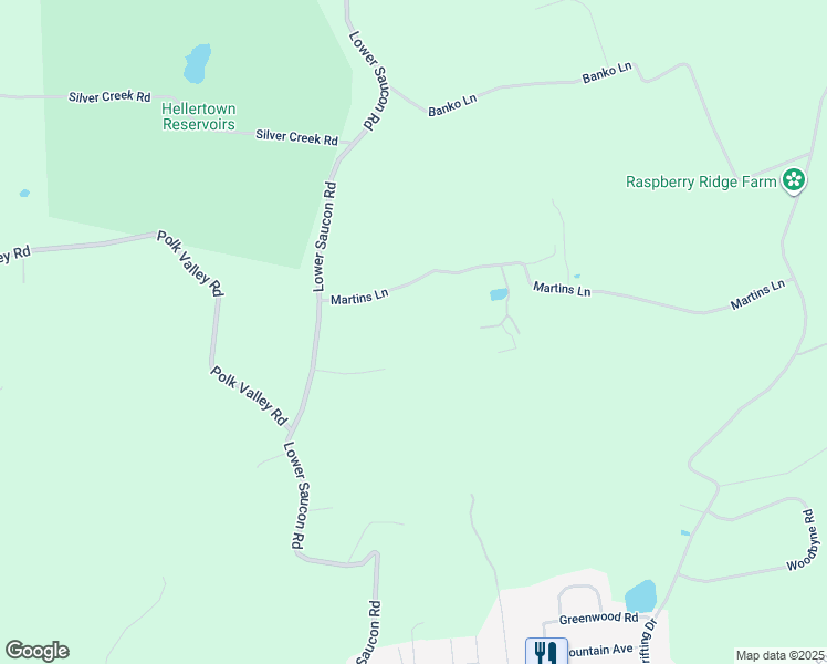 map of restaurants, bars, coffee shops, grocery stores, and more near 2550 Martins Lane in Hellertown