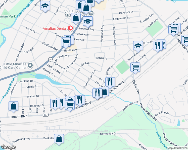 map of restaurants, bars, coffee shops, grocery stores, and more near 511 Decatur Avenue in Middlesex