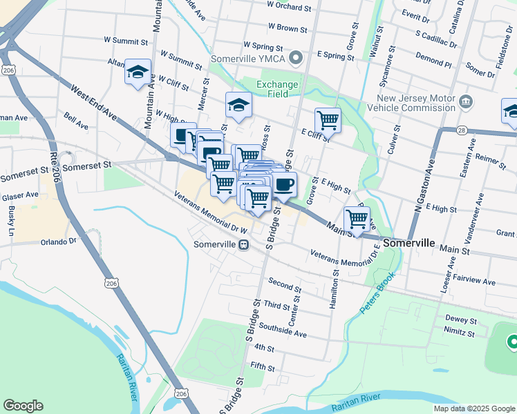 map of restaurants, bars, coffee shops, grocery stores, and more near 17 Division Street in Somerville