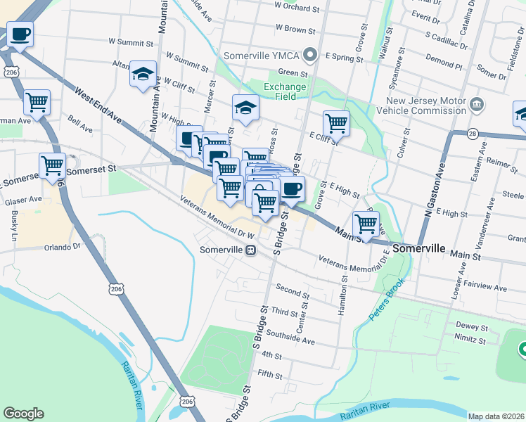 map of restaurants, bars, coffee shops, grocery stores, and more near 29 Division Street in Somerville