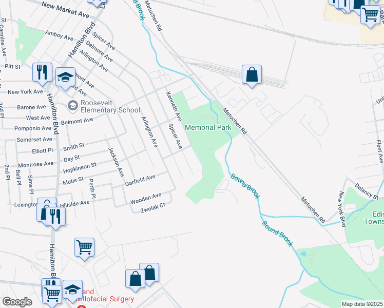 map of restaurants, bars, coffee shops, grocery stores, and more near 808 Kenneth Avenue in South Plainfield