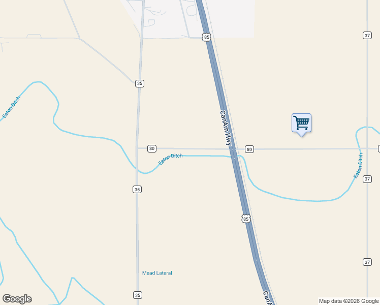 map of restaurants, bars, coffee shops, grocery stores, and more near 17170 County Road 80 in Eaton