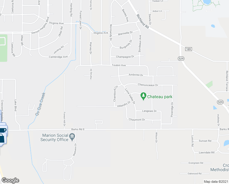 map of restaurants, bars, coffee shops, grocery stores, and more near 810 Chambord Circle in Marion