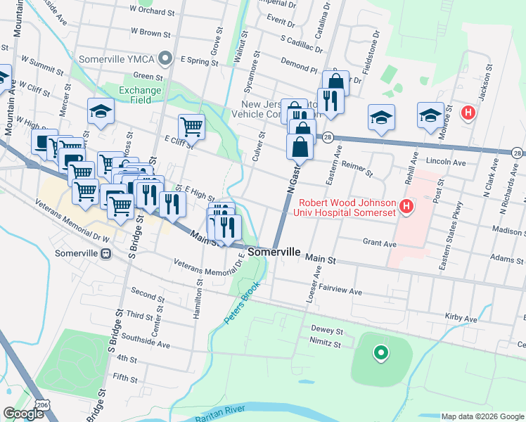 map of restaurants, bars, coffee shops, grocery stores, and more near 40 Codington Place in Somerville