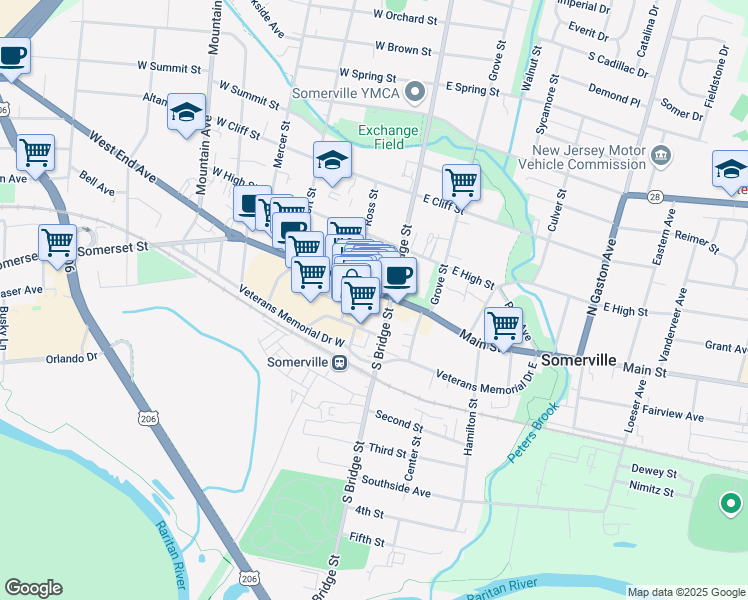 map of restaurants, bars, coffee shops, grocery stores, and more near 29 Division Street in Somerville