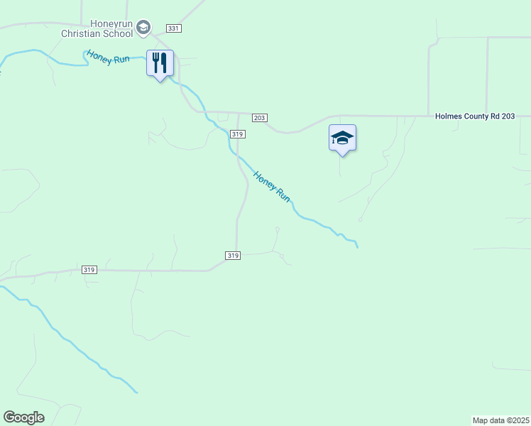 map of restaurants, bars, coffee shops, grocery stores, and more near 5614 Private Road 345 in Millersburg