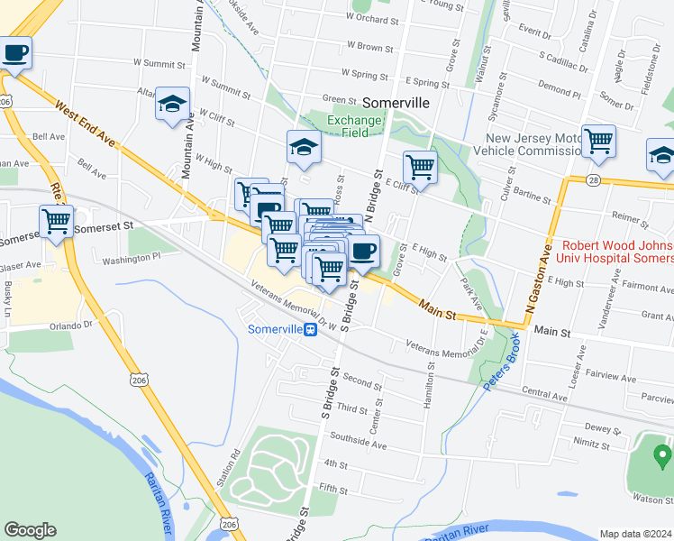 map of restaurants, bars, coffee shops, grocery stores, and more near 29 Division Street in Somerville