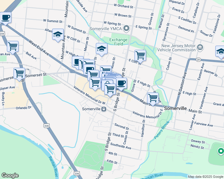 map of restaurants, bars, coffee shops, grocery stores, and more near 29 Division Street in Somerville