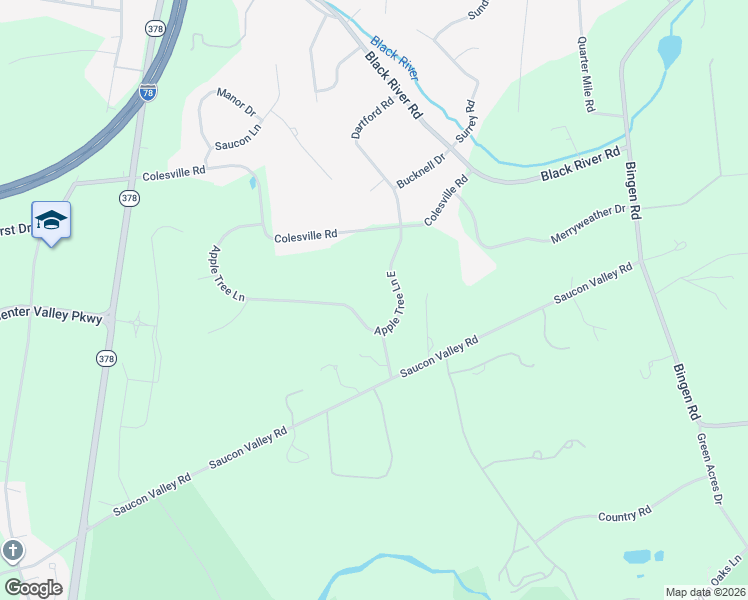 map of restaurants, bars, coffee shops, grocery stores, and more near 1807 Apple Tree Lane in Bethlehem