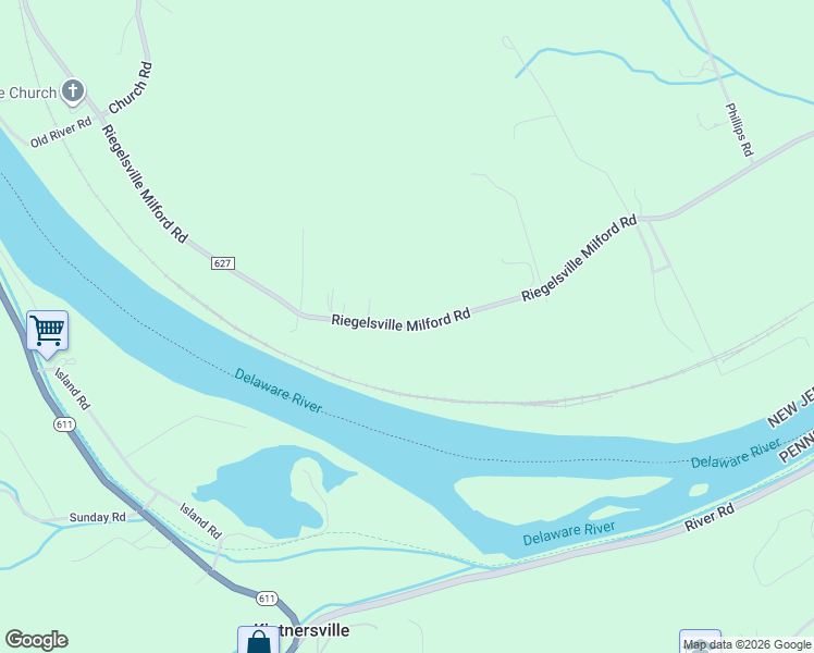 map of restaurants, bars, coffee shops, grocery stores, and more near 398 Riegelsville Milford Road in Milford