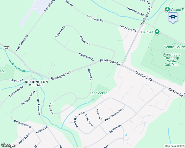 map of restaurants, bars, coffee shops, grocery stores, and more near 4 Van Pelt Drive in Readington Township