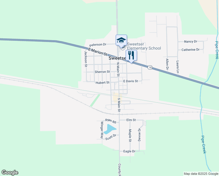 map of restaurants, bars, coffee shops, grocery stores, and more near in Sweetser