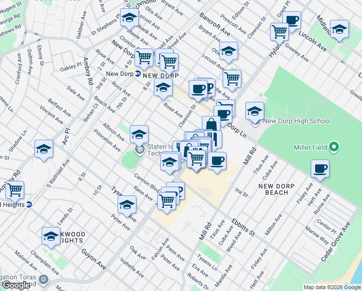 map of restaurants, bars, coffee shops, grocery stores, and more near 87 Sterling Avenue in Staten Island