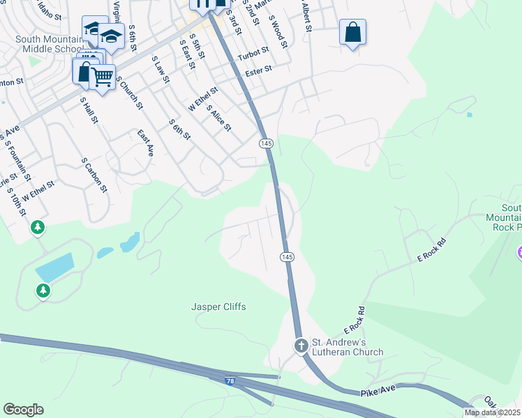 map of restaurants, bars, coffee shops, grocery stores, and more near 2710 Buttonwood Street in Allentown