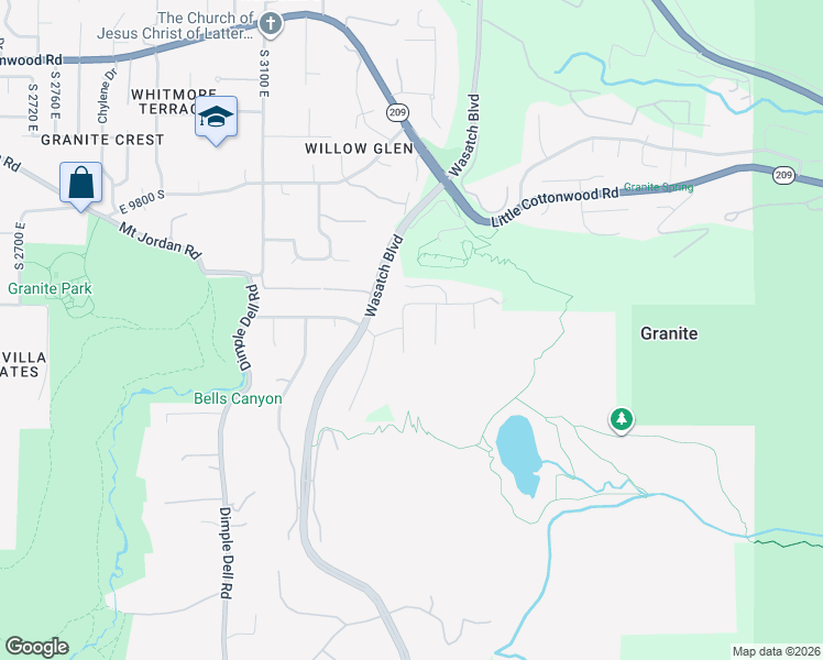 map of restaurants, bars, coffee shops, grocery stores, and more near 10043 Stonewall Court in Sandy