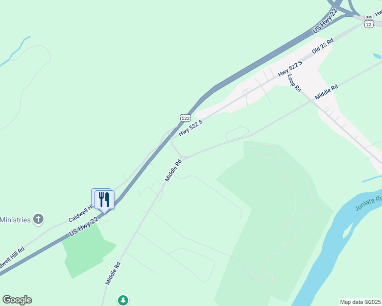 map of restaurants, bars, coffee shops, grocery stores, and more near 1525 Middle Road in Lewistown