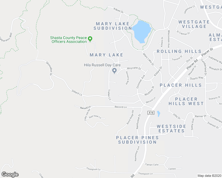map of restaurants, bars, coffee shops, grocery stores, and more near 4867 Tralee Lane in Redding