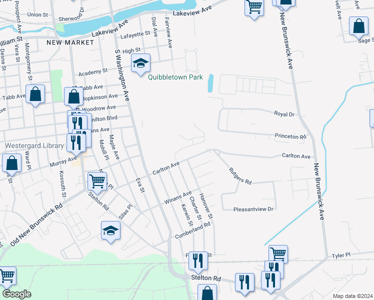 map of restaurants, bars, coffee shops, grocery stores, and more near 201 Hidden Woods Court in Piscataway