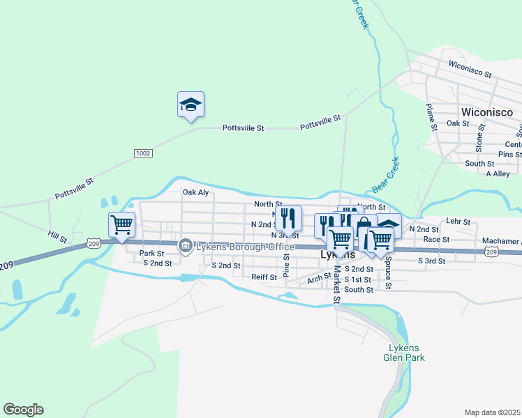 map of restaurants, bars, coffee shops, grocery stores, and more near 422 North Street in Lykens