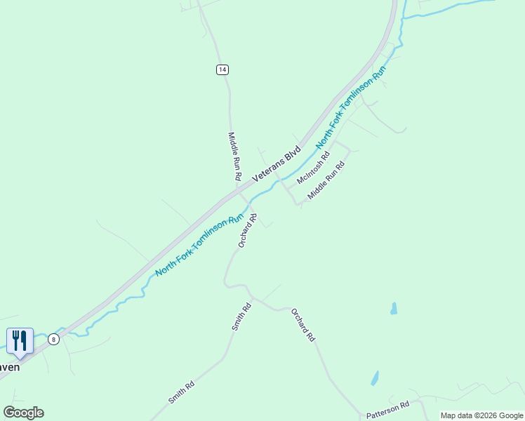 map of restaurants, bars, coffee shops, grocery stores, and more near 2280 Orchard Rd in Chester