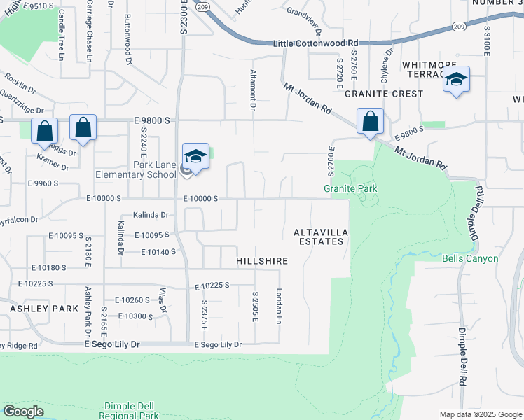 map of restaurants, bars, coffee shops, grocery stores, and more near 3240 Granite Crest Circle in Sandy