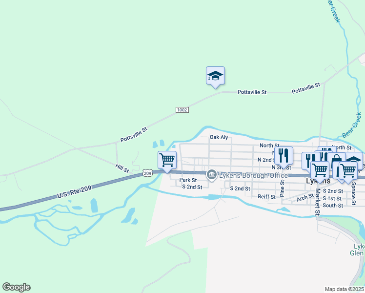 map of restaurants, bars, coffee shops, grocery stores, and more near 150 North Street in Lykens