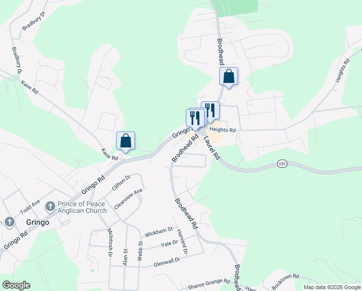 map of restaurants, bars, coffee shops, grocery stores, and more near 2031 Brodhead Rd in Aliquippa