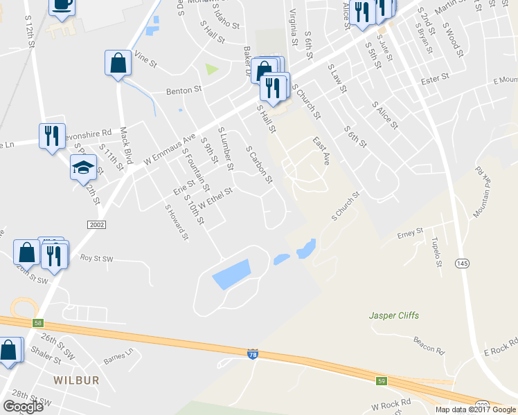 map of restaurants, bars, coffee shops, grocery stores, and more near 2510 South Lumber Street in Allentown