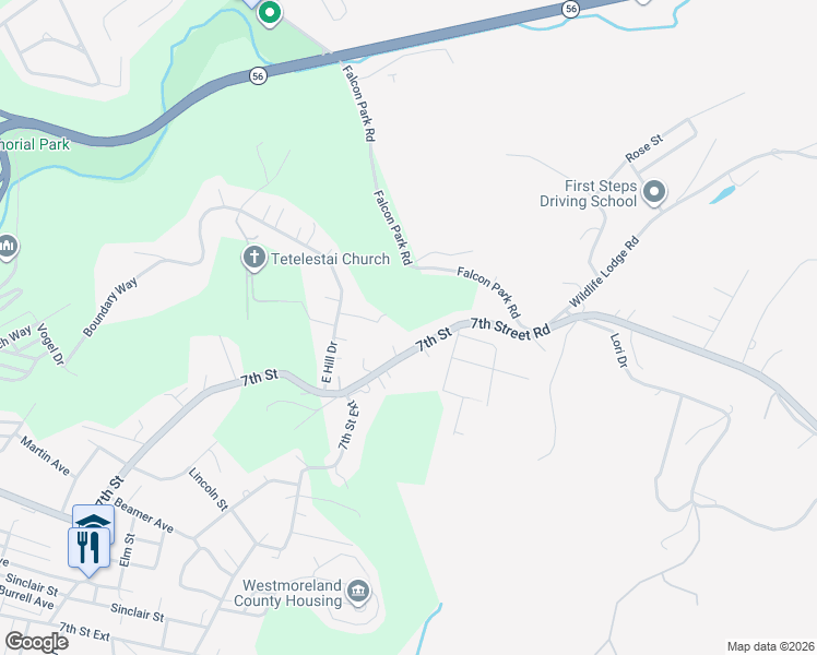 map of restaurants, bars, coffee shops, grocery stores, and more near 2511 7th Street in New Kensington