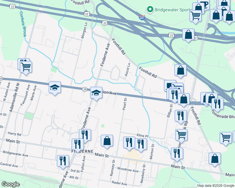 map of restaurants, bars, coffee shops, grocery stores, and more near 478 New Jersey 28 in Bridgewater Township