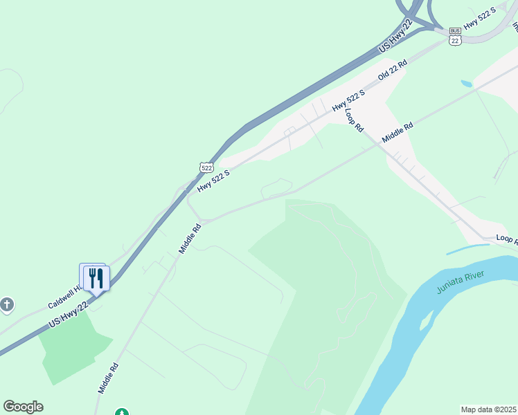 map of restaurants, bars, coffee shops, grocery stores, and more near 1596 Middle Road in Lewistown