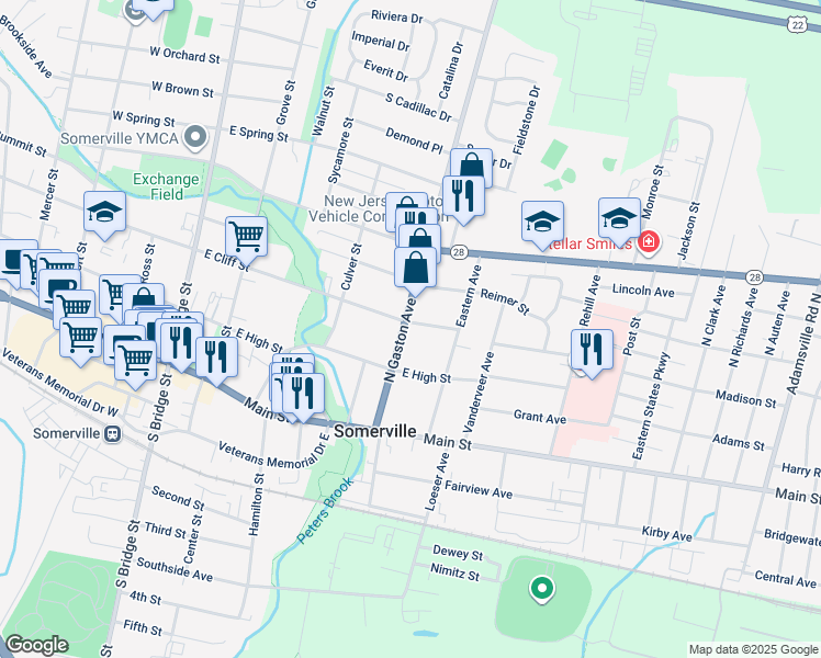 map of restaurants, bars, coffee shops, grocery stores, and more near 78 North Gaston Avenue in Somerville