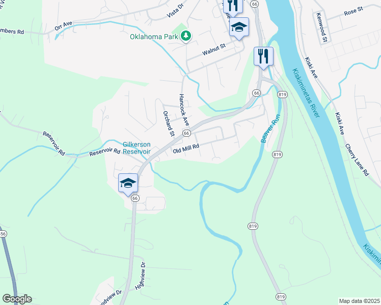 map of restaurants, bars, coffee shops, grocery stores, and more near 285 Old Mill Rd in Apollo