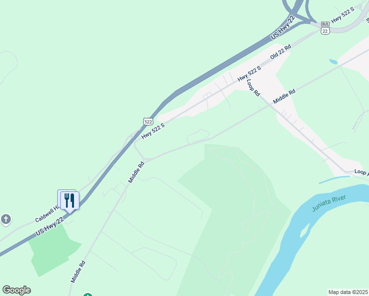 map of restaurants, bars, coffee shops, grocery stores, and more near 1596 Middle Road in Lewistown