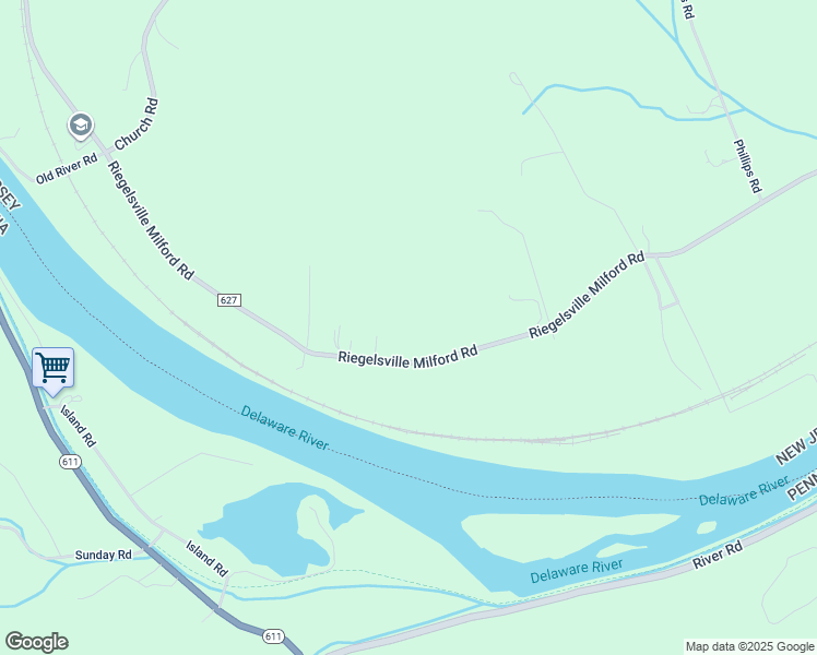 map of restaurants, bars, coffee shops, grocery stores, and more near 398 Riegelsville Milford Road in Milford